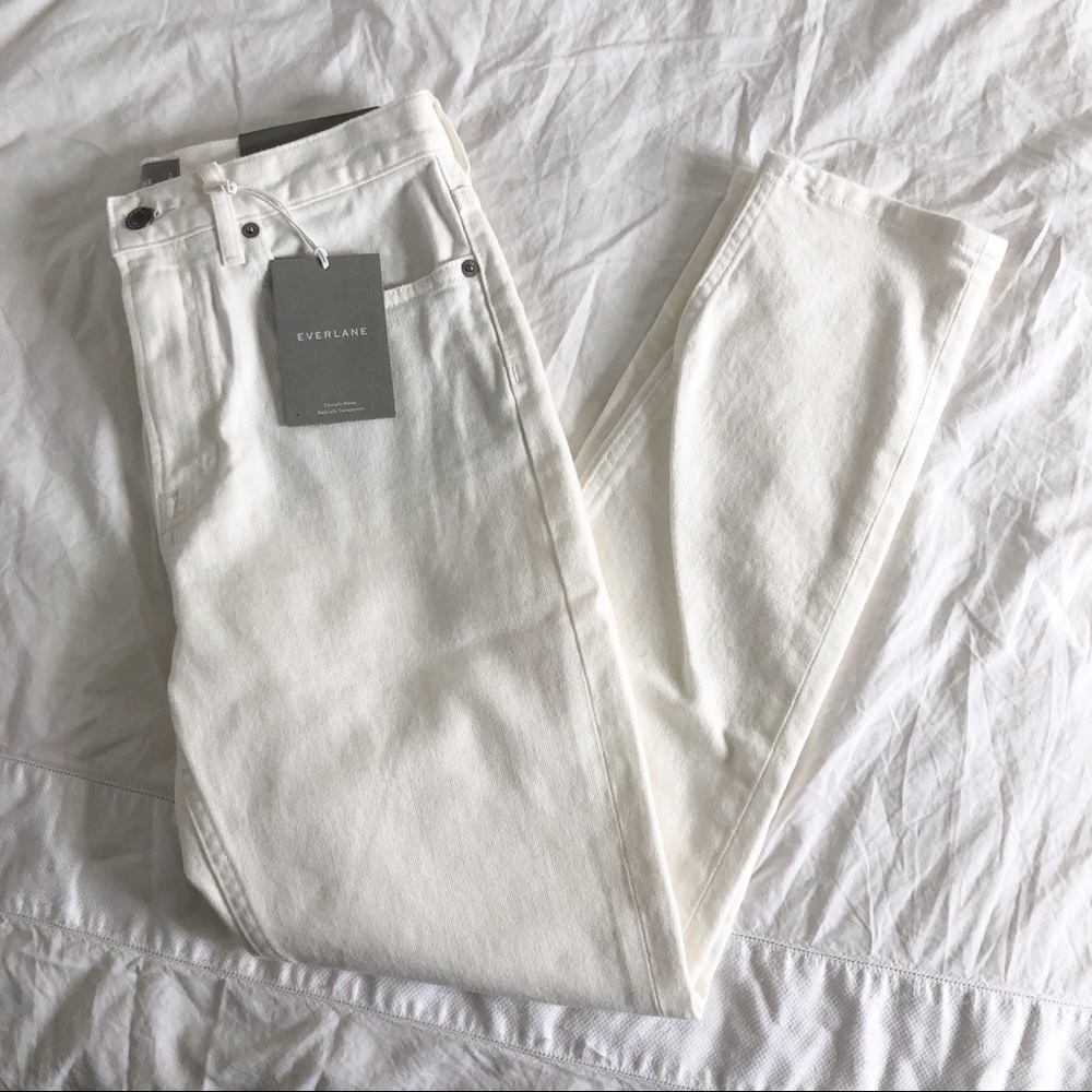 EVERLANE/ high-rise skinny jean ankle - bone white